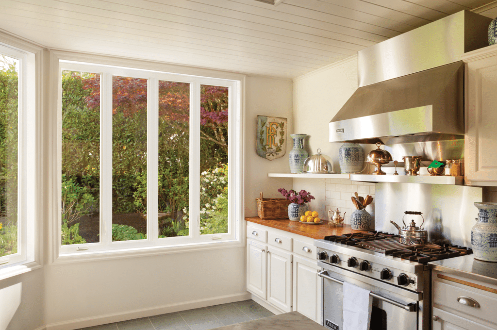 Residential windows in a Richmond, VA kitchen.  This is a 4-lite casement window.